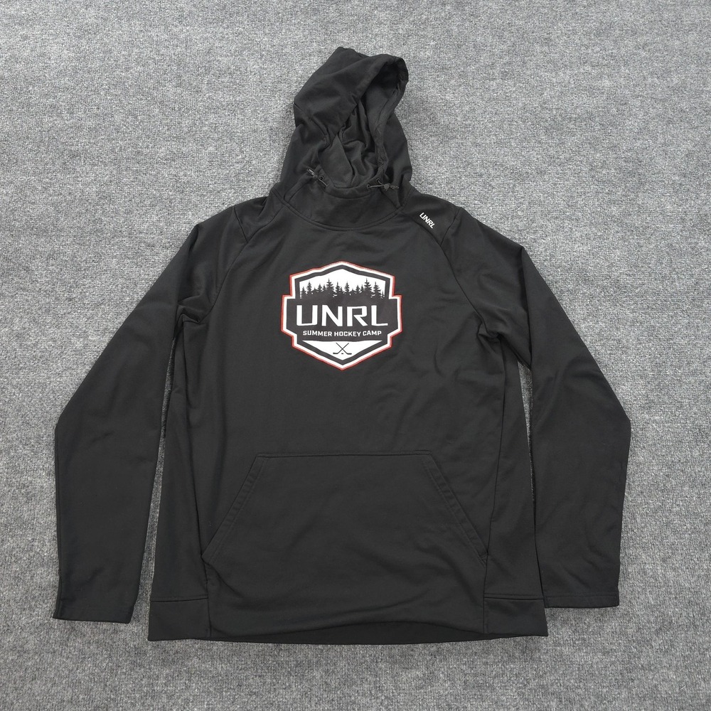 UNRL Hoodie Mens Large Black Crossover II Hockey Pullover Performance Gym Run